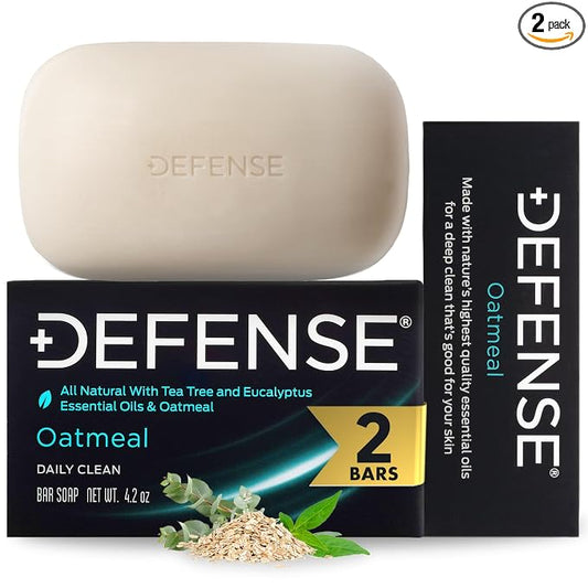 Defense Soap 2pk All Natural Oatmeal Bar Soap for Men | Made by Wrestlers with Tea Tree Oil & Eucalyptus Oil to Promote Healthy Skin