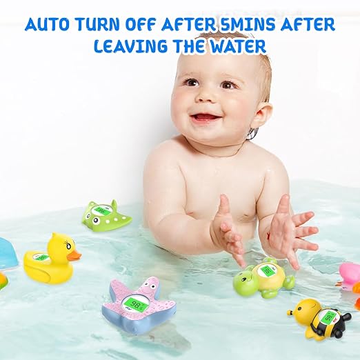 Baby Bath Thermometer for Tub,Floating Digital Water Temperature Thermometer with Instant Accurate Reading,3-Color Safety Light,Auto On/Off for Newborn,Infant & Toddler（Starfish）
