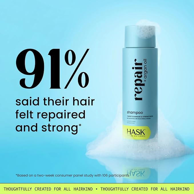 HASK Repair + Argan Oil Shampoo + Conditioner Set | Strengthen & Restore Dry, Damaged Hair | 16oz each, 2 Pack
