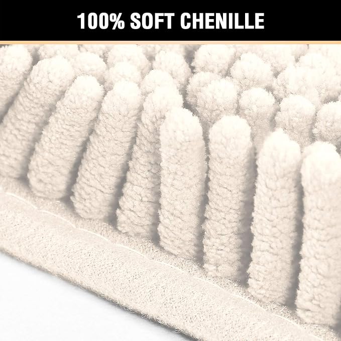 H.VERSAILTEX Microfiber Bath Rugs Chenille Floor Mat Ultra Soft Washable Bathroom Dry Fast Water Absorbent Bedroom Area Rugs, 24 x 36 - Inch, Ivory
