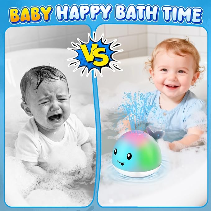 Original Magnetic Charging - Whale Bath Toy, Light Up Baby Bath Toys for Kids Ages 1-3, Baby Easter Basket Stuffers Bathtub Water Toy Sprinkler, 1 2 3 Year Boys Girls Gifts Bath Toy 6-12-18 Months