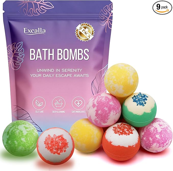 Bath Bombs for Women, 9 Pack Bath Bombs - Birthday Gifts for Women, Shea & Coco Butter Fizzies SPA Bath Relaxing, Self Care Gift Set for Women & Men, Wife, Daughter, Girlfriend Birthday