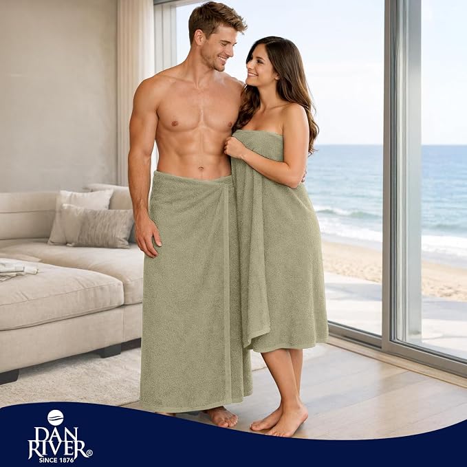 DAN RIVER Pack of 1 Jumbo Bath Sheet 40x80 Inches, Extra Large Bath Towels, Luxury Quick Dry Cotton Oversized Towel for Bathroom - Beige