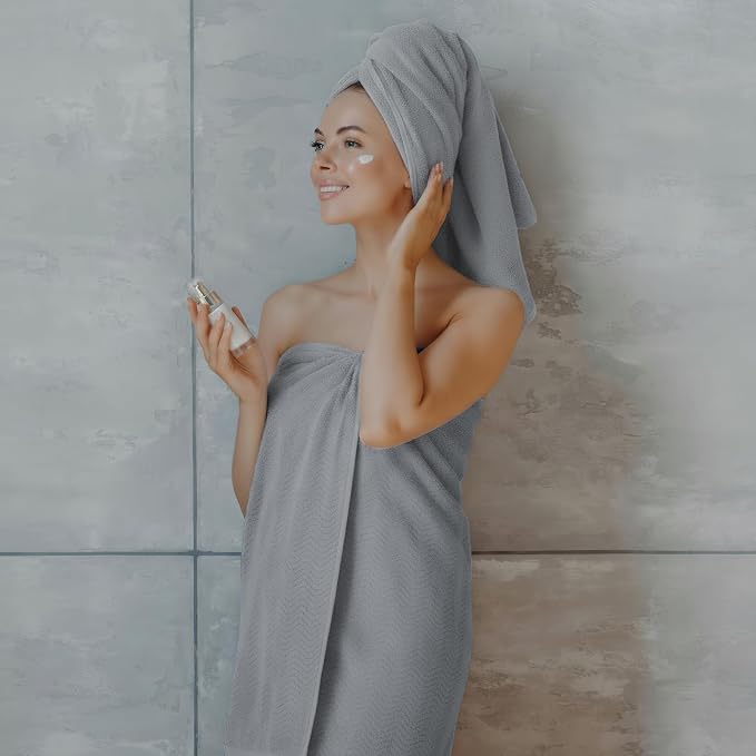 SmoothNovelty 2 Pcs Oversized Bath Towels 40 x 80 Inch, Extra Large Bath Sheets Microfiber Lightweight & Quick Dry, Jumbo Shower Towels for Adults Beach, Gym, Pool, Spa, Travel (Light Gray)