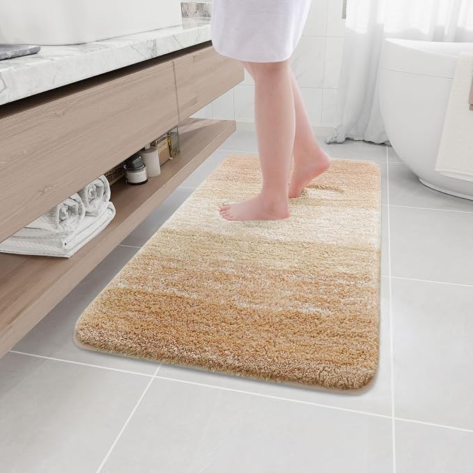 Arotive Microfiber Bathroom Rugs, Shaggy Soft and Absorbent Bath Rug, Thick Plush Machine Washable Dry Bath Mats for Bathroom, Tub and Shower, 40x24, Beige, Rectangular