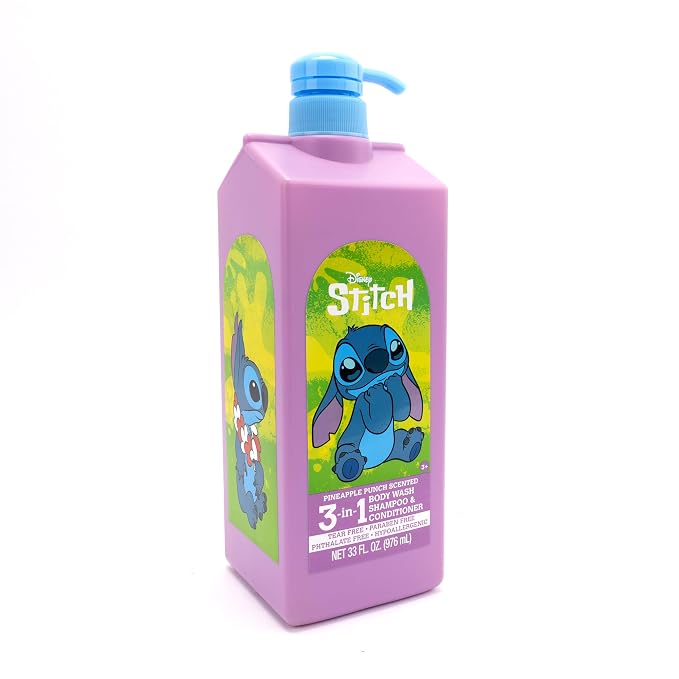 Disney Lilo & Stitch 3-in-1 Body Wash, Shampoo, & Conditioner | Pineapple Punch Scented | Tear Free, Paraben Free, Phthalate Free | Hypoallergenic | 33 fl oz (976 ml)