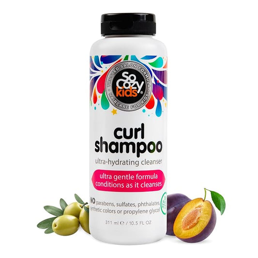 SoCozy Curl Shampoo | For Kids Hair | Ultra-Hydrating Cleanser | No Parabens, Sulfates, Synthetic Colors or Dyes, Sweet-Crème, 10.5 Fl Oz