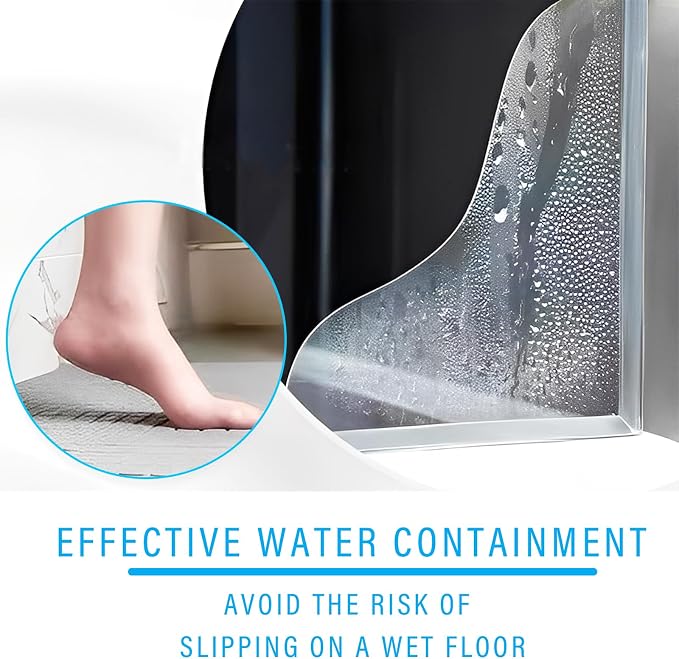 Heran 2 Pack Shower Splash Guard – Bathtub Water Splash Guard, Self-Adhesive Waterproof Shower Corner Water Guard to Keep Floors Dry