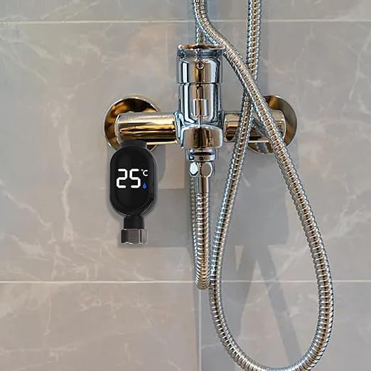 Shower Thermometer - Digital Celsius Display, Color-Coded Temperature Indicator, 304 Stainless Steel & PC Material, 0-99°C Range - Baby Bath, Bathroom Household Bathing Use(A)