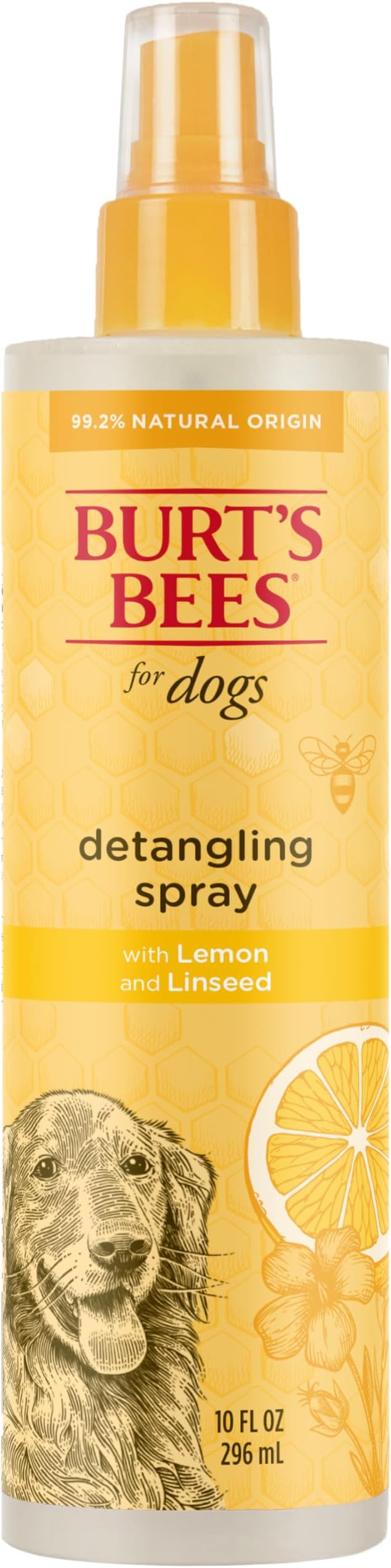 Burt's Bees for Pets Dog Detangling Spray, Natural Leave-In Coat Detangler & Dog Deodorizing Grooming Spray with Lemon, pH Balanced for Dogs, Paraben & Sulfate Free, 10 Fl Oz - 2 Pack