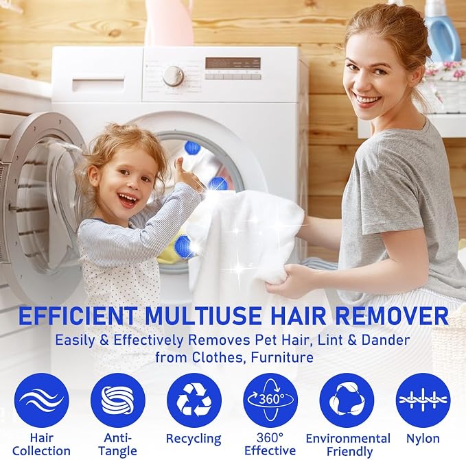 Pet Hair Remover for Laundry, Washing Machine Fur Catcher, 12PCS - MGX007 | Effective Cat Dog Laundry Pet Hair Catcher for Clothes, Sheets, Towels, Fleece Blankets, Won’t Damage Fabric 12PCS