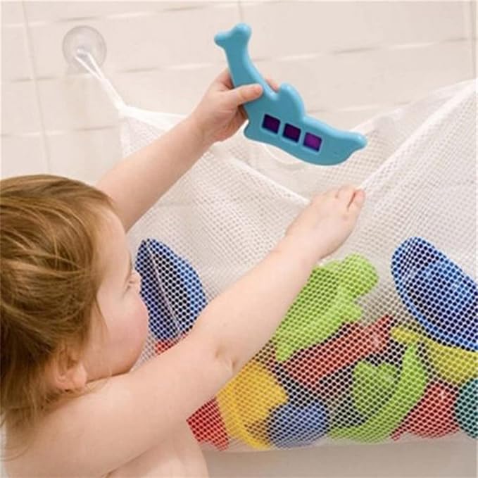 Bath Toy Organizer Mesh Bag Baby Bathtub Hanging Storage Bag Quick Drying Bathroom Shower Caddy Net Bag with Suction Cups for Kids & Toddlers,36 * 37cm