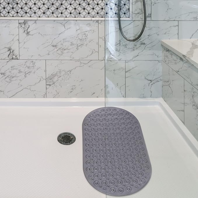 DecorRack Oval Bathtub Mat, Non-Slip PVC Shower Mat with Safety Suction Cups, Latex Free Quick Draining Design, 27 x 15 inches