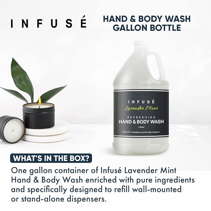 Hand/Body Wash | Infuse Lavender Mint Hotel | 1 Gallon | For Hospitality & Vacation Rentals to Refill Dispensers | (Single Gallon)