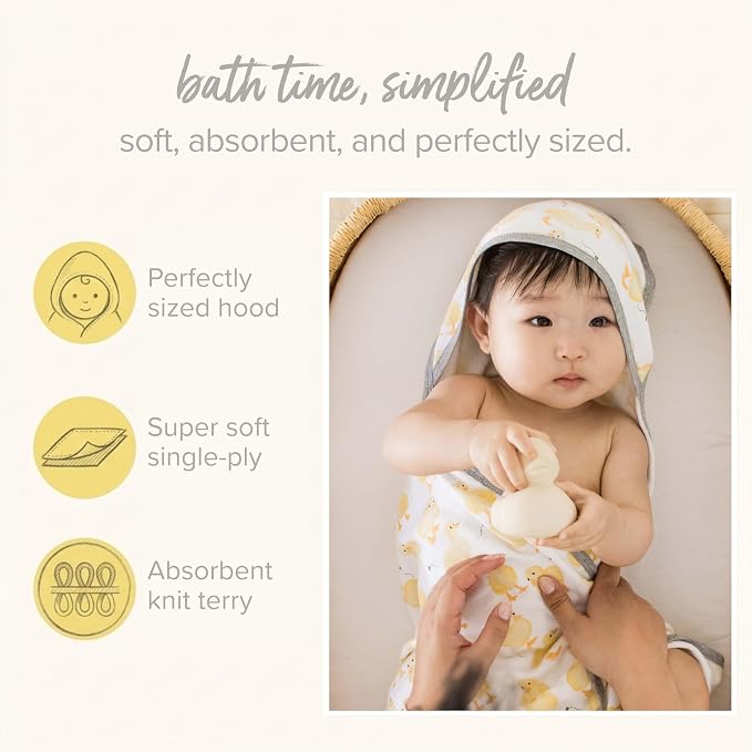 Burt's Bees Baby Infant Hooded Towels, Unisex Bath Essentials, 2-Pack | Soft and absorbent knit terry 100% organic cotton baby hooded towel that is durable and soft, measures 29" x 29"