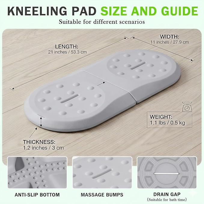 Babylush Foam Waterproof Comfortable Kneeling Pad,Grey,21×11×1.2 in | Soft Material,Anti-slip,Easy to Clean,Portable,Foldable,Gardening,Baby Bathing,Exercise,Yoga,Workout,Pilates