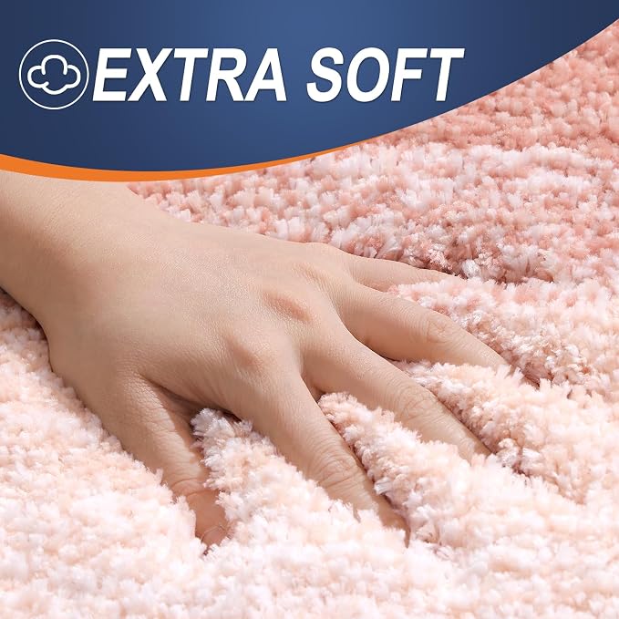 OLANLY Bathroom Rugs Mat 34x21, Extra Soft Absorbent Microfiber Bath Rugs, Rubber Backing, Quick Dry, Machine Washable Bath Mats for Bathroom Floor, Tub and Shower, Home Decor Accessories, Peach