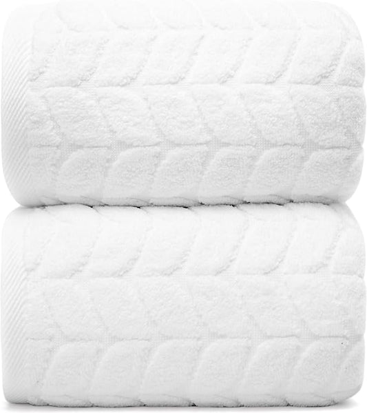 Alusa Home Ultra Soft & Stylish 700 GSM Luxury Bath Sheets | Pack of 2 | Extra Large 35x70 Inches | 100% Zero-Twist, Long-Staple Cotton | Remarkably Absorbent (White)