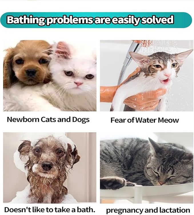 AQUASAFE Pet Glove Wipes - No-Rinse Dog Grooming Wipes & Cat Bath Gloves | Unscented Hypoallergenic Dog Wipes, [6] Ct