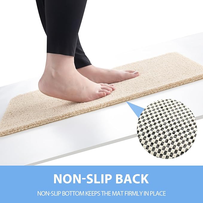 Hargiis Non-Slip Bathtub Mat, Anti Slip Shower Mat, Fast Drying Bathtub Mats, Foot Scrubber Mat, Anti Slip Mat for Tub, Floor, Bathroom, Kitchen, Home, Hotel (Beige 59"×17.3")