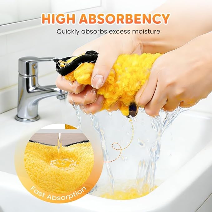 Pet Grooming Gloves – Dog & Cat Bath Gloves with Quick-Dry Absorbent Microfiber, Gentle Bathing & Drying Gloves for Washing, Massaging & Shedding, 10.2x7.9x0.79in (Yellow,2)