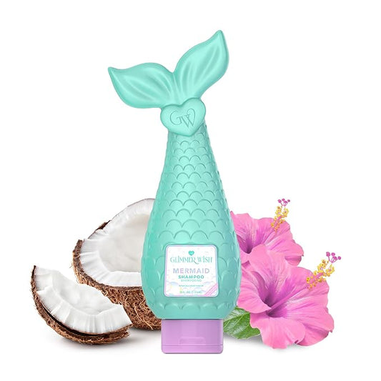 Glimmer Wish Mermaid Kids Shampoo, Paraben and Sulfate Free for Soft and Manageable Hair, Kids Haircare, Tropical Beach Scent, Clean and Non Toxic Ingredients, 12 Fl Oz