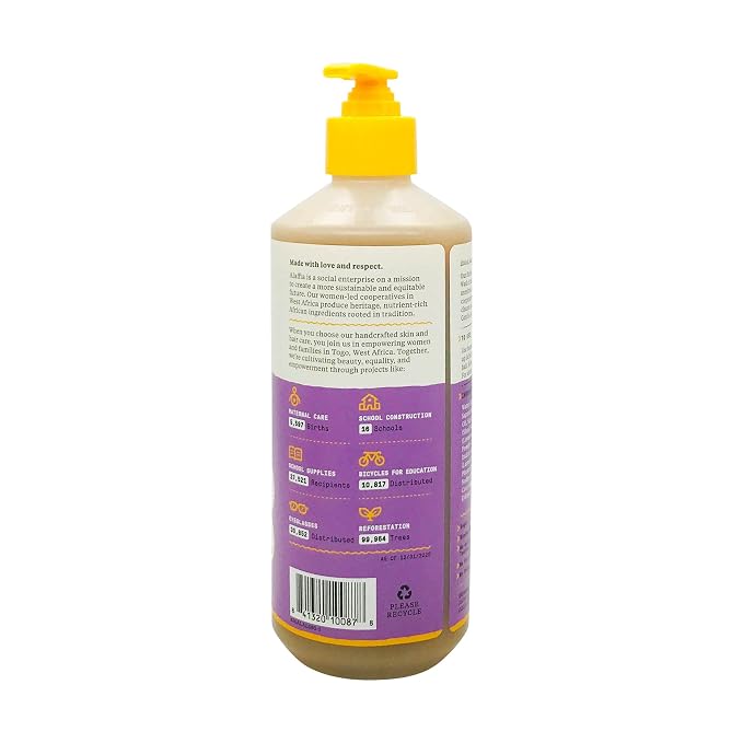 Alaffia Babies and Kids Shampoo and Body Wash, Gentle and Calming Support for Soft Hair and Skin with Shea Butter, Neem, and Coconut Oil, Fair Trade, Lemon Lavender, 16 Fl Oz