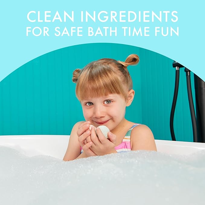 Dabble & Dollop Tropical Mini Bath Bombs & Vanilla Shampoo, Body Wash and Bubble Bath for Kids - All Natural, Resealable Pouch, Foaming Whip, Vegan, Gluten-Free, Cruelty-Free (Pack of 2)