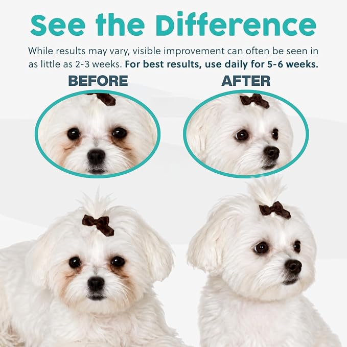 Tear Stain Remover for Dogs and Cats | Natural Supplement Suitable for All Breed Types | Pet Tear Stain Remover Powder | Made with Natural Ingredients | Beef Flavored - 1 Pack