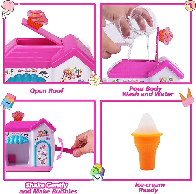 AugToy Bath Toys for Toddlers 3-5 Years, Ice Cream Foam Maker Bath Toys for Kids Ages 4-8, Bubble Pretend Cake Play Set Bathtub Water Toys Age 3 4 5 Year Old Girls Boys Holiday Birthday Gifts Idea