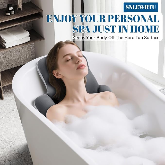 Full Body Bath Pillow for Bathtub, Thick & Luxury Bathtub Pillow Bathtub Cushion with 192 Suction Cups for Head & Neck, Back Support, Ideal Bath Pillows for Tub Women' Gifts Spa, Soaking