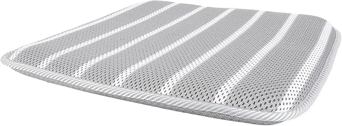 Shower Seat Cushion, Bathtub Cushion for Transfer Benches, Soft 4D Mesh Fabric Breathable Shower Chair Pad Gray White Striped for Shower Benches Sitting