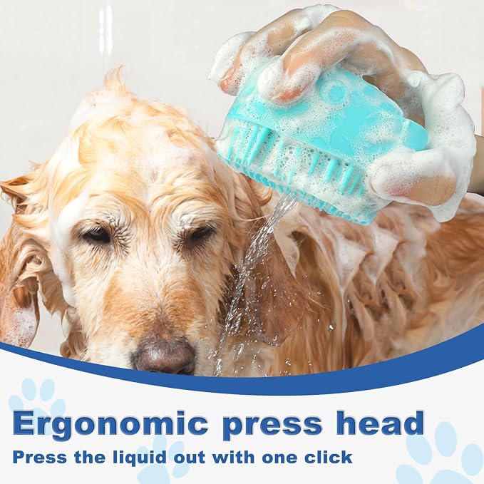 2PCS Dog Washing Gloves and Dog Shampoo Brush, Dog Bath Supplies Dog and Cat Bath Set