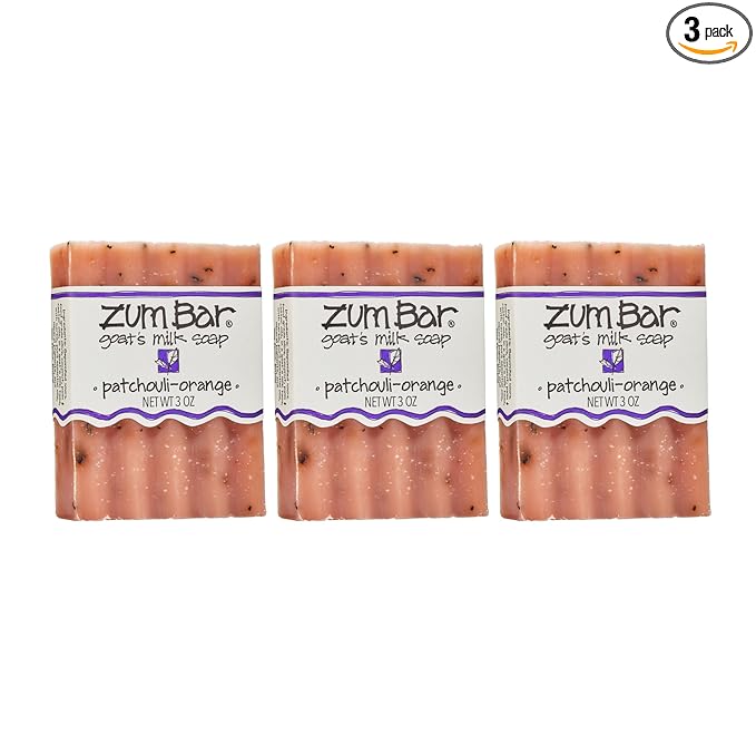 Indigo Wild Zum Goat's Milk Soap Bar - Bar Soap for Hands & Body Made with Essential Oils - 3 oz - Patchouli-Orange (3 Pack)