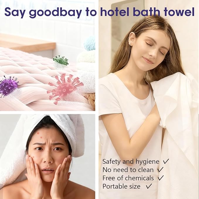 10 Pack Disposable Travel Bath Towels Sheets Extra Large 55"x27.5",Soft Disposable Dry Towel Washcloths Shower Towels for Body Travel Bathroom,Quick Dry Camping Towel Hair Swimming Gym Pet Towels