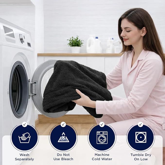 DAN RIVER Pack of 1 Jumbo Bath Sheet 40x80 Inches, Oversized Black Bath Towels, Fluffy and Thick Extra Large Bath Sheets