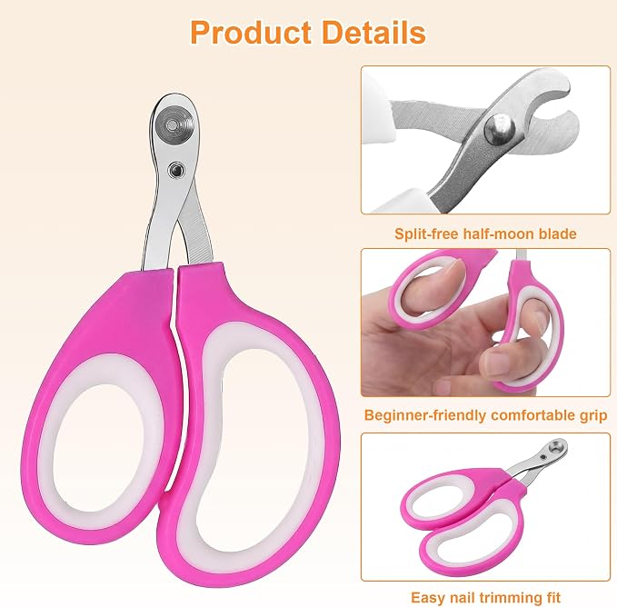 4 Pack Pet Nail Clippers: 2 Cat Nail Clippers with Circular Cut Hole, Cat Claw Trimmer Sharp Angled Blade, Safe & Easy to Use for Cats, Kittens, Small Dogs, & Small Pets, Avoid Overcutting