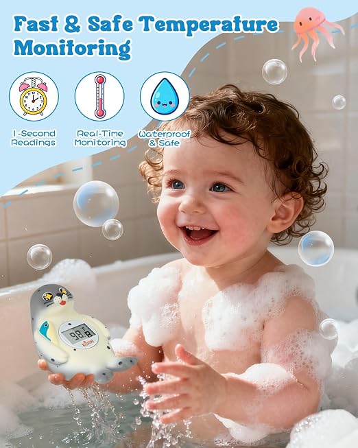 Baby Bath Thermometer Digital for Water Temperature – Fast & Accurate °F/°C Reading, Waterproof Floating Safety Thermometer for Infants & Toddlers