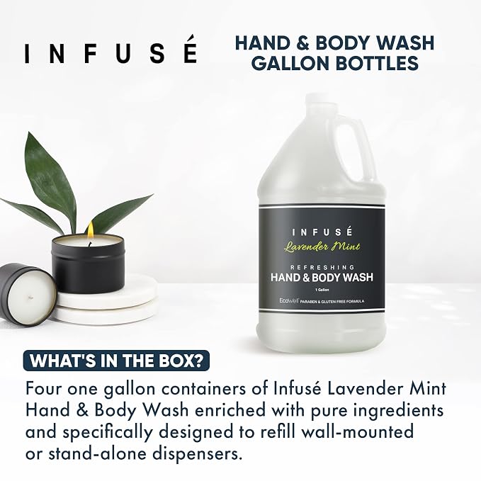 Infuse Hotel Hand & Body Wash | 1 Gallon | For Hospitality & Vacation Rentals to Refill Dispensers | (4 Gallons)