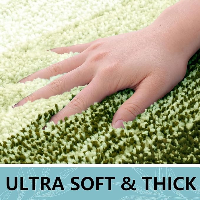 Arotive Microfiber Bathroom Rugs, Shaggy Soft and Absorbent Contour Toilet Rugs, Thick Plush Machine Washable Dry Bath Mats for Toilet Base, 24x16, Blackish Green, Rectangular