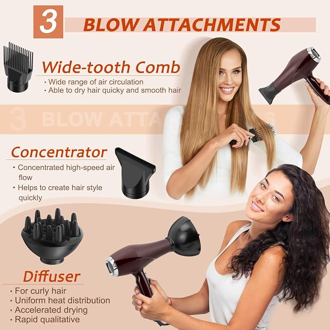 2000 Watt Hair Dryer, ARDIRO Blow Dryer with Diffuser Comb Concentrator for Women Men, Negative Ionic Quiet Hairdryer with Powerful Fast Dryring AC Motor for Curls