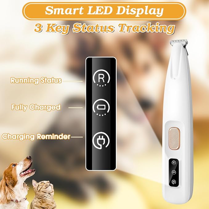 Palksky Dog Paw Trimmer, Upgraded 18mm-Blade Electric Dog Clippers for Groomming-with Led Display, Waterproof Pet Micro Precisiion Trimmer, Rechargeable Hair Shaver for Paws, Ears, Face, Rump-and Eyes