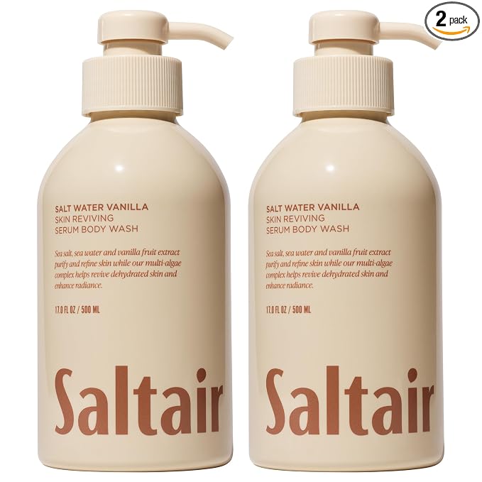Saltair Body Wash 2-Pack – Salt Water Vanilla – Moisturizing Body Wash with Multi-Algae Complex – Scented Shower Gel for Women and Men – 2x 17oz – Vegan, Cruelty-Free, Paraben-Free