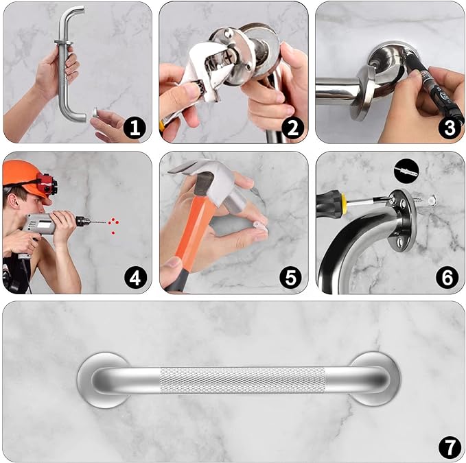2 Pack 12 Inch Grab Bars for Bathtubs and Showers, Anti Slip Shower Grab Bars Stainless Steel Shower Handle Toilet Handicap Elderly Senior Assist Bathroom Saft Handle | Stainless Steel Shower Handle Toilet Handicap Elderly Senior Assist Bathroom Saft H...