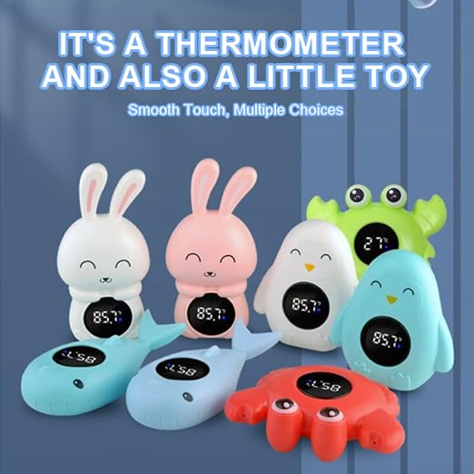 Baby Water Temperature Thermometer, Digital Thermometer with Easy to Read Screen, Suitable for Adults Babies Children & Toddlers, Cute Bath for Bathtub(Bunny White)