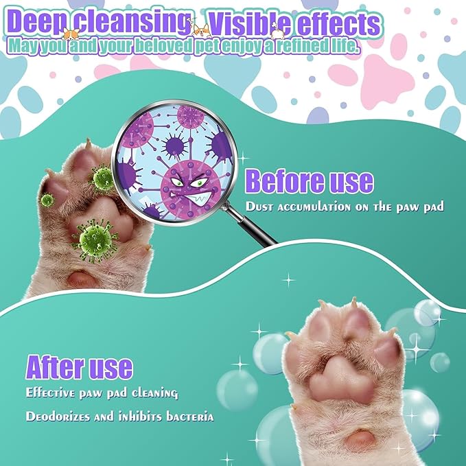 Paw Cleaner for Dogs & Cats - Waterless Foaming Pet Foot Washer with Built-in Soft Silicone Scrubber - No-Rinse Deep Cleansing & Moisturizing, pH-Balanced, Fresh Scent - for Dirty Muddy Paws, 5 fl oz