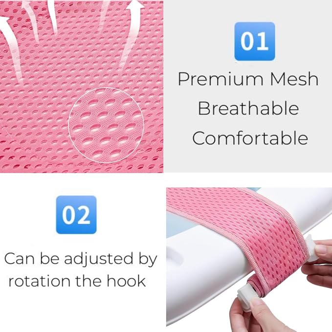 Baby Bath Seat Mat Infant Bathing Support Mat with Five Safety Support Corner Adjustable Antiskid Bath Net Cushion Baby Shower Net Pad Comfortable Baby Bathtub Sling