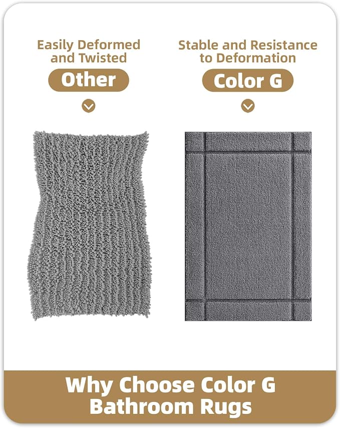 Color&Geometry Ultra Soft Bathroom Rug Non Slip with Rubber Backing, Absorbent Washable Bath Mat, Quick Dry, Premium Microfiber Plush Mat for Bathtub and Shower Floor,Dark Grey,20"x32"