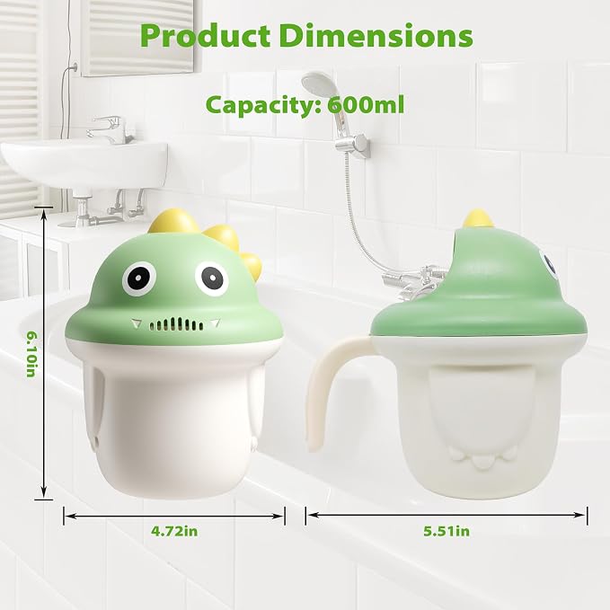 Baby Bath Rinse Cup, Shampoo Bath Rinser with Easy-Grip Handle, Tear-Free Design for Infants, Toddlers and Kids (Pink)