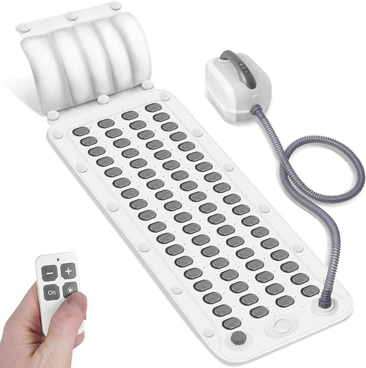 Crossing King Bubble Bath Mat Tub Spa Massager - Spa Mat for Smooth Bathtub, Non-Slip Suction Cups, Upgraded Noise-Reducing Machine, 6-Speed Bubbles, Pillow and Remote for Relaxation, 45*17in (Gray)